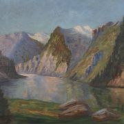 Painting "The River in the Mountains”, Scandinavian design, 1970s