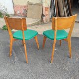 Pair of chairs monobloc l - m in solid beech circa 1960