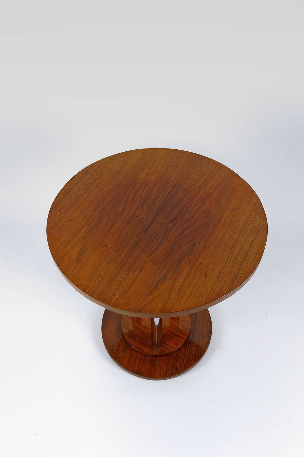 Modernist Art Deco pedestal table in walnut and chrome, France, Circa 1930