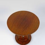 Modernist Art Deco pedestal table in walnut and chrome, France, Circa 1930