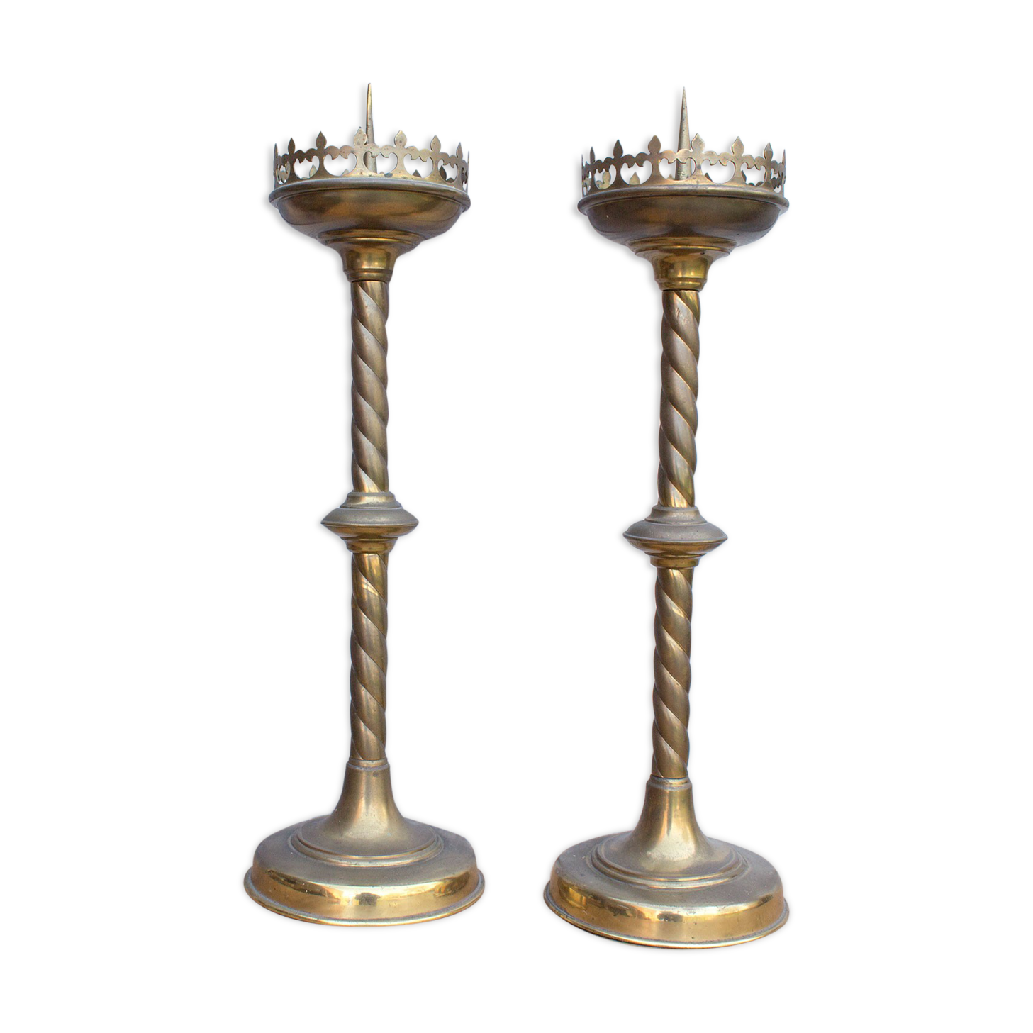 Old pair of church brass candlesticks 56 cm