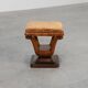 Art Deco Walnut Stool with Original Fabric, Italy, 1920
