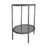 Table d’appoint vintage chrome et verre