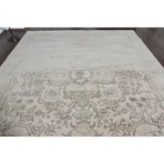 1970s Vintage Persian Handmade Wool Cotton Beige Area Rug 285x370