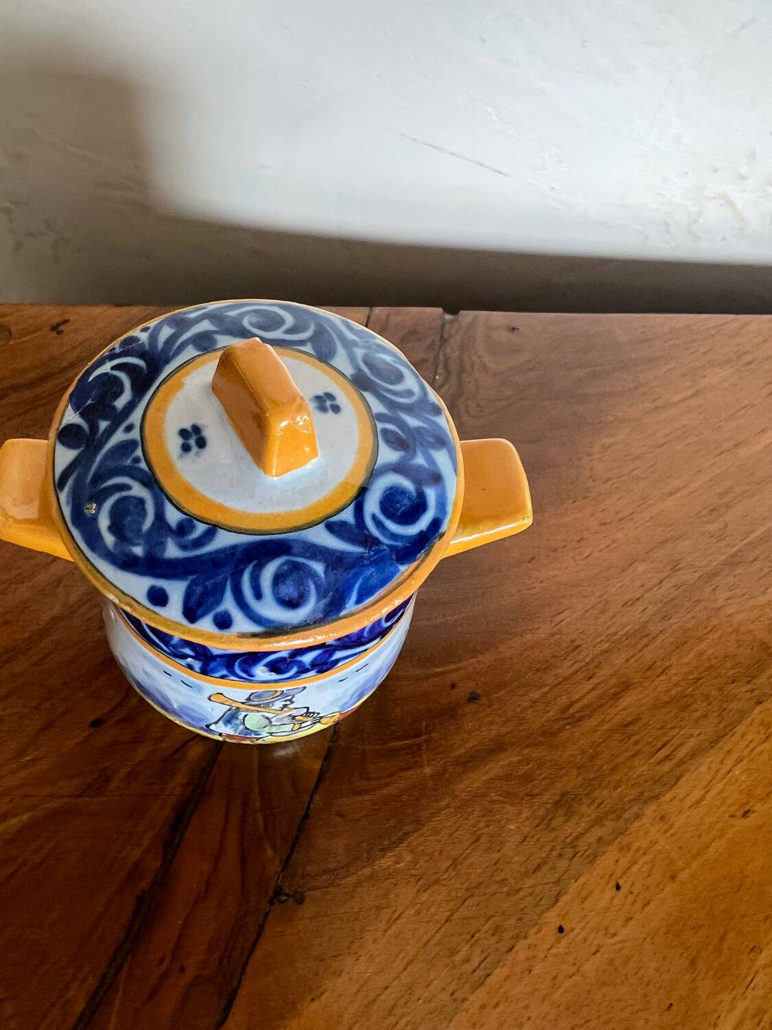 Set of tray and six cream pots HB Quimper