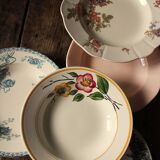 6 mismatched Terre de Fer soup plates from Digoin Sarreguemines