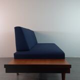 Norwegian daybed sofa in teak and blue fabric "svanette" by Ingma Relling, 1960s