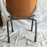 industrial chairs in brushed aluminum and wood year 80