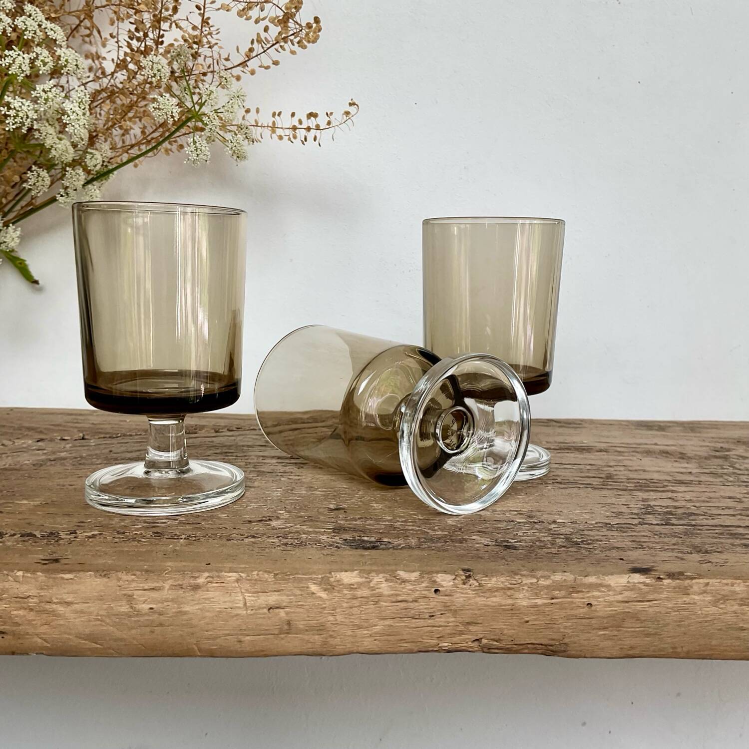 6 small smoked glasses luminarc france