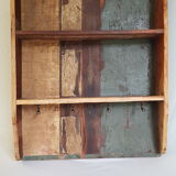 Wall shelf 3 shelves + 4 hooks cast iron in polychrome wood