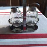 Glass and vintage metal salt and pepper shaker