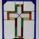 Vitrail décoratif Croix – Verre coloré fait main, 40 × 60 cm