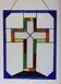Vitrail décoratif Croix – Verre coloré fait main, 40 × 60 cm