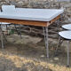 Set table chairs formica bicolor white and wood, feet eiffel, SIF, 70s, its 4 chairs