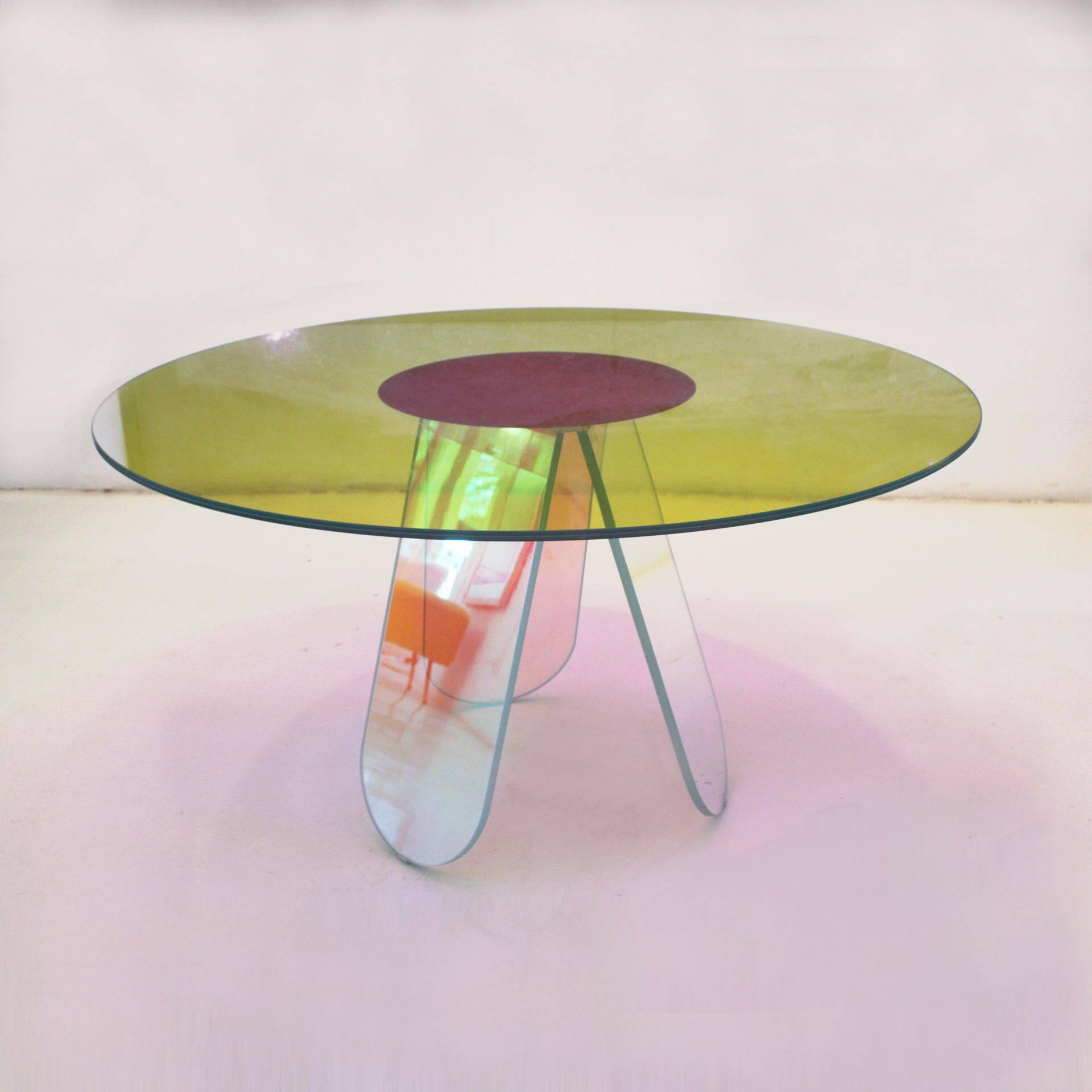 Shimmer Circular Table Made of Art Glass and Desgined by Patricia Urquiola