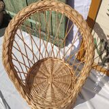 Vintage braided wicker armchair