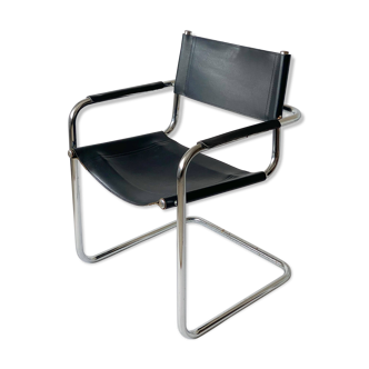 Metal and skai tubular armchair