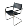 Metal and skai tubular armchair