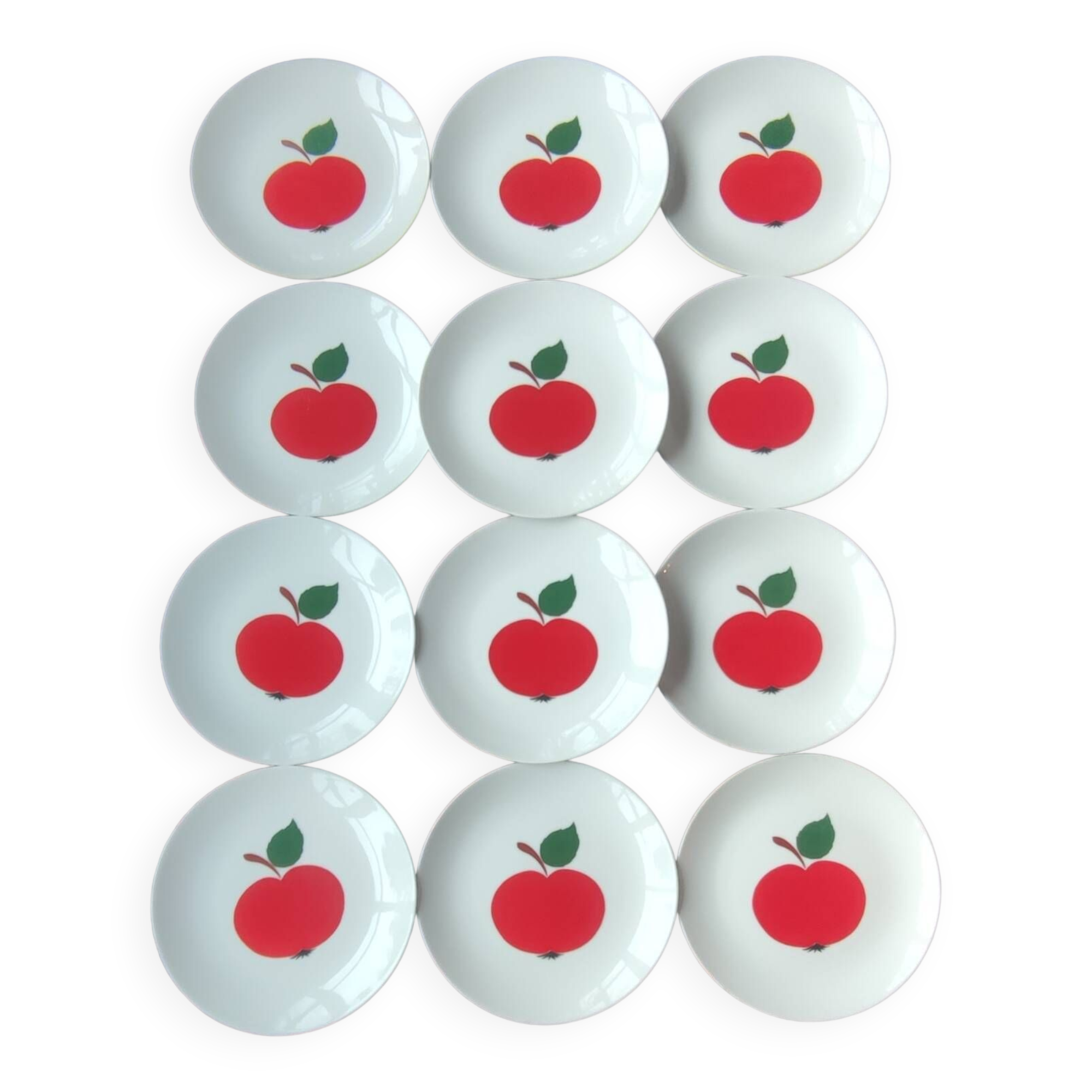 12 Vintage Plates Red Apple Decor Weiden Bavaria Seltmann/West Germany