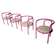 Set of 4 pink Locus Solus chairs by Gae Aulenti for Poltronova, 1960s.