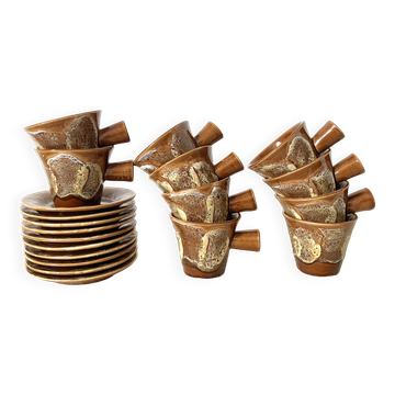 Tasses à café en céramique fat lava années 70