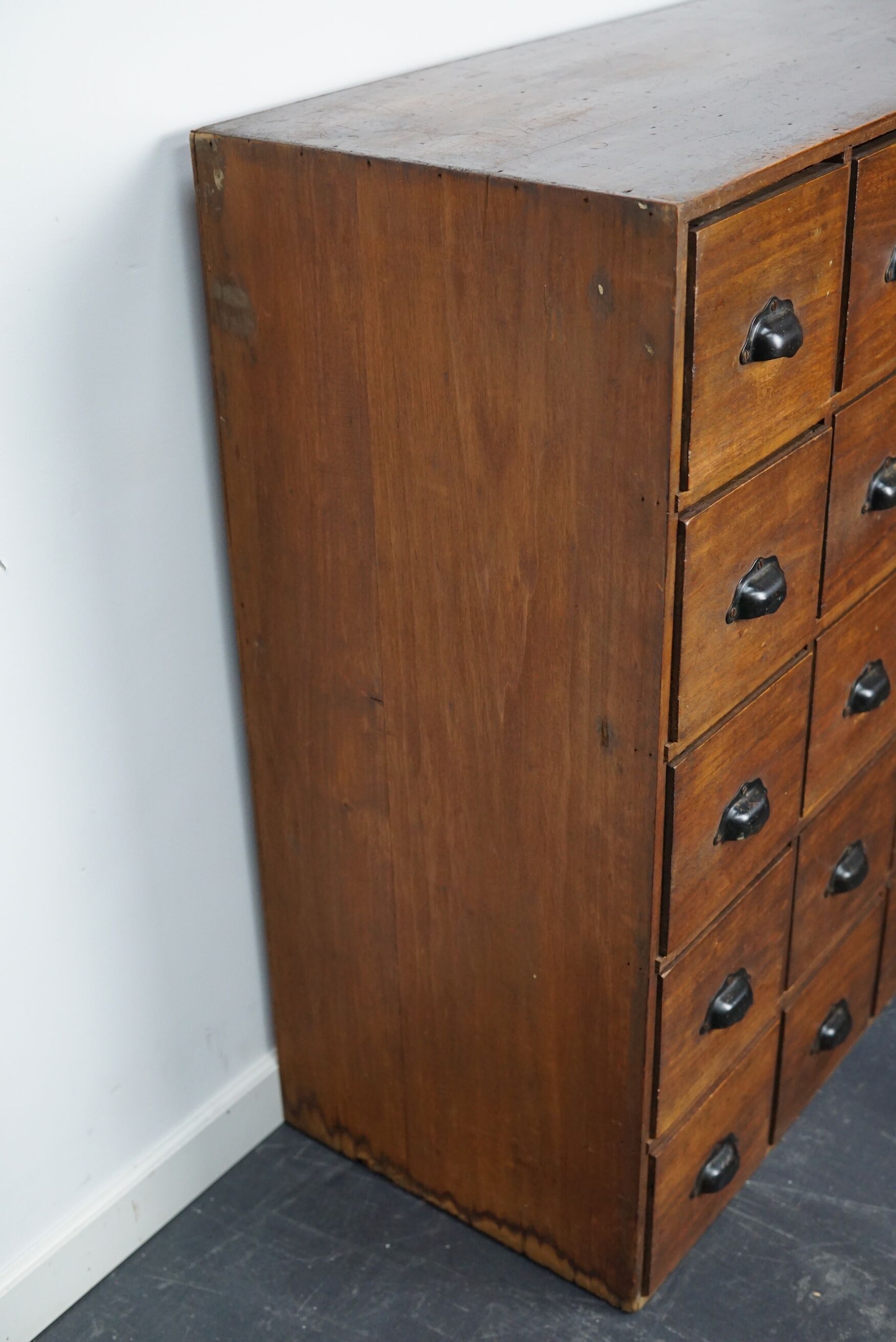 French fruitwood apothecary cabinet, ca 1950s
