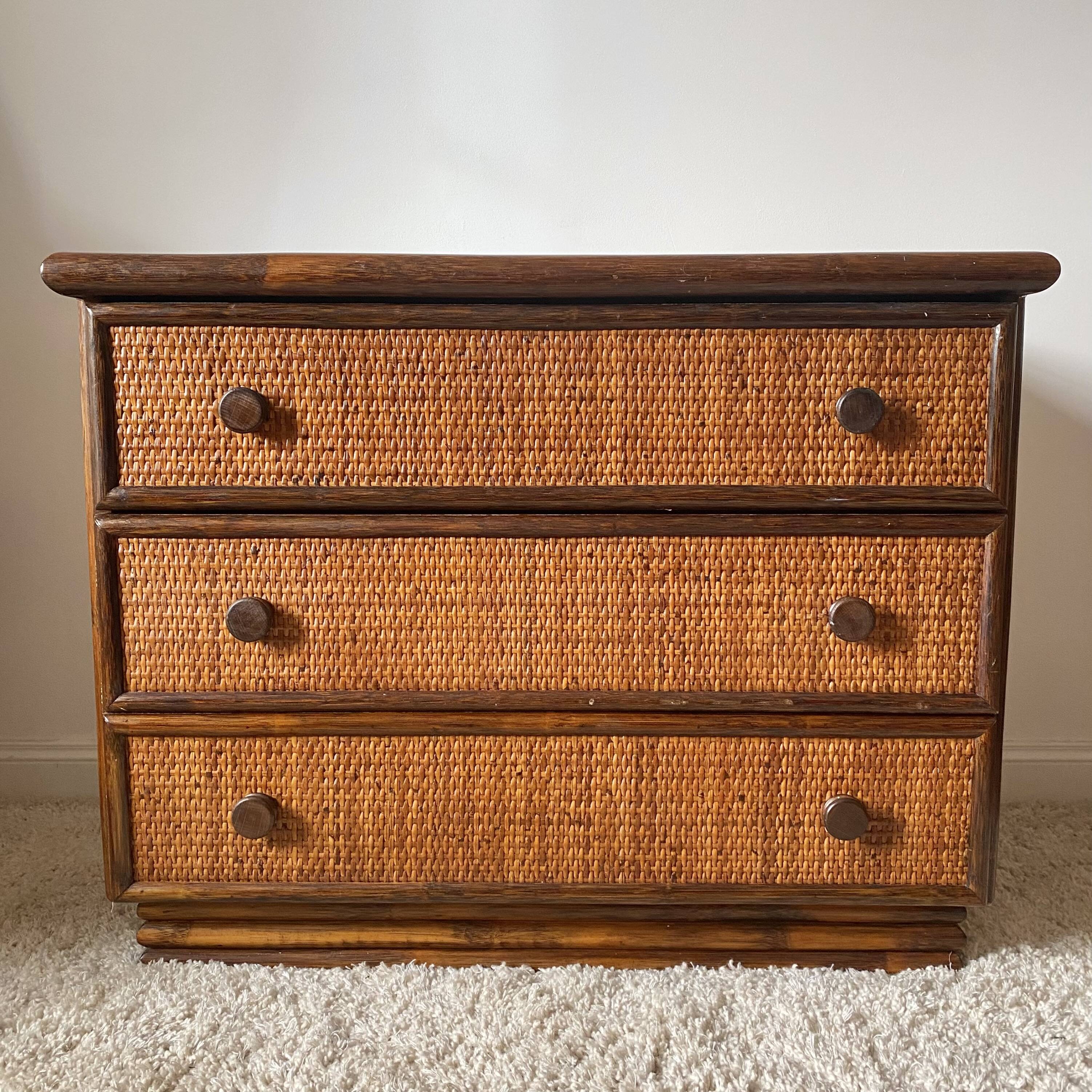 Commode en rotin et bambou Maugrion Roche Bobois