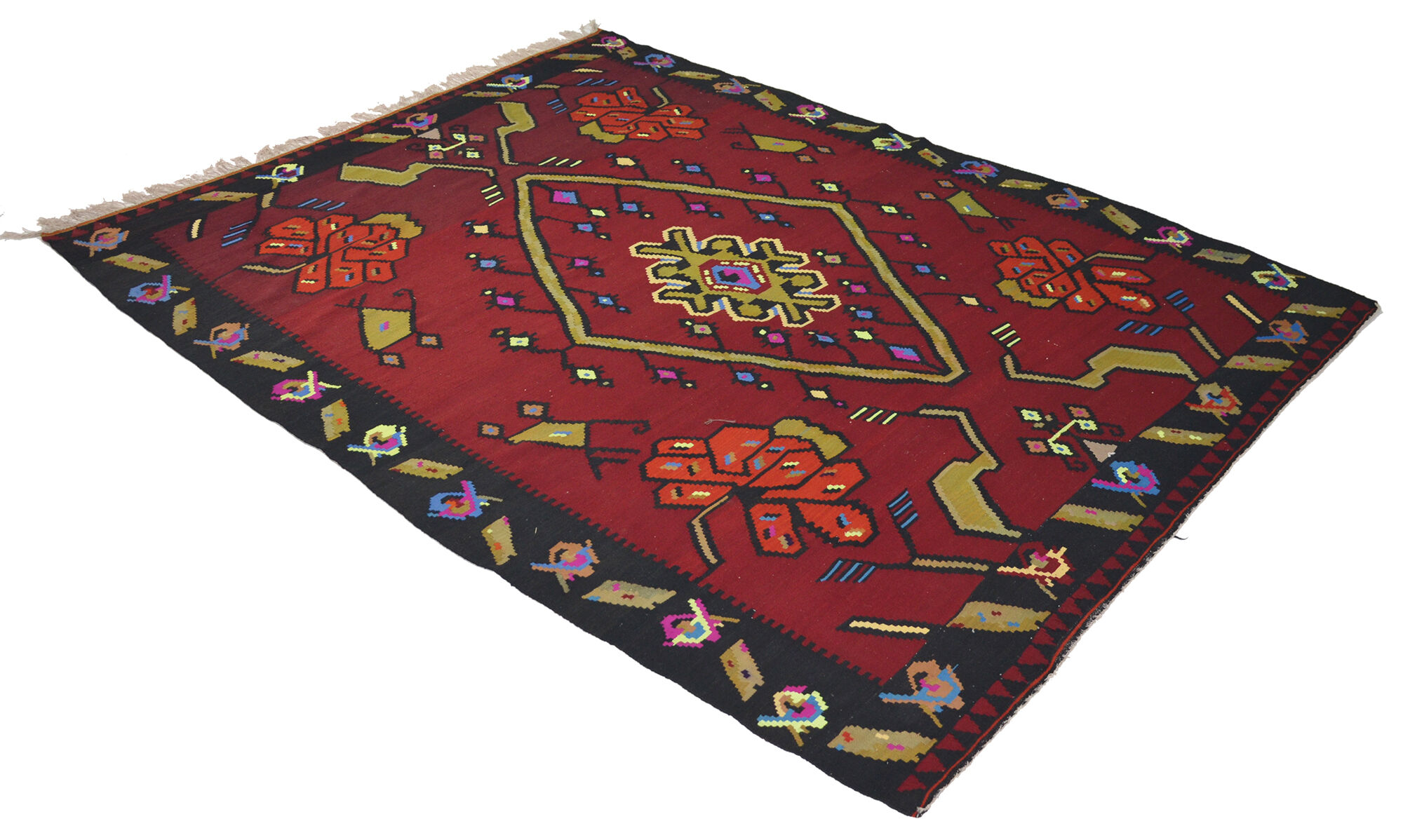 Anatolian handmade kilim rug 285 cm x 218 cm