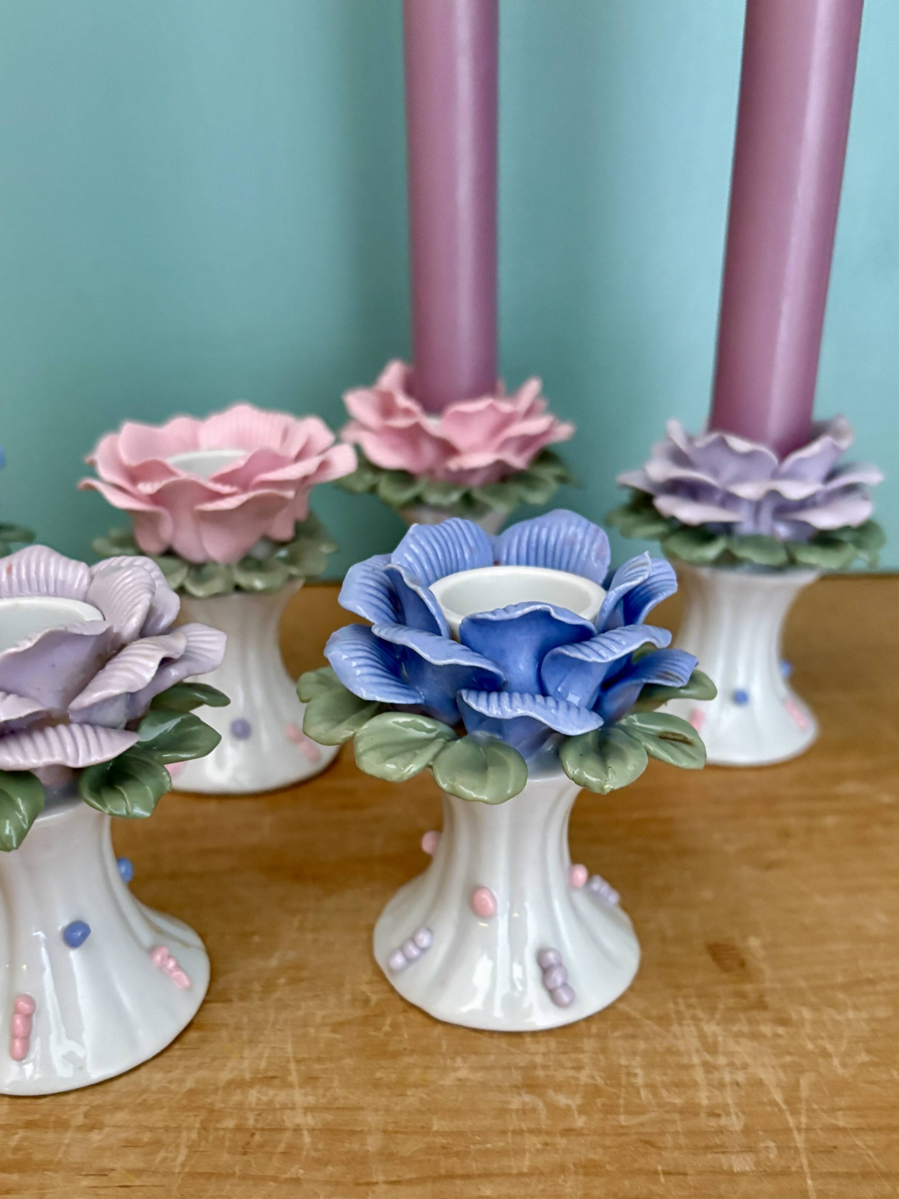 Set of 6 vintage ceramic candle holders