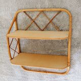 Vintage rattan wall shelf