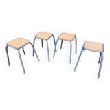 4 tabourets en bois et métal