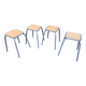 4 wooden and metal stools