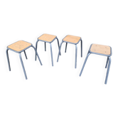 4 wooden and metal stools