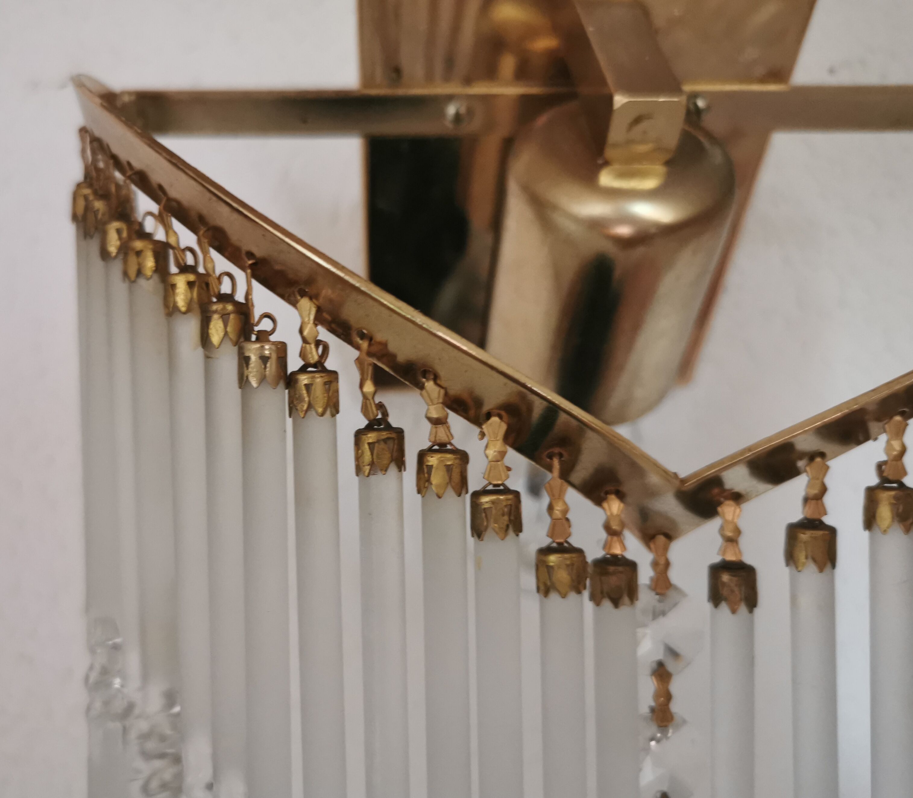 Vintage wall sconce gold metal and stamps