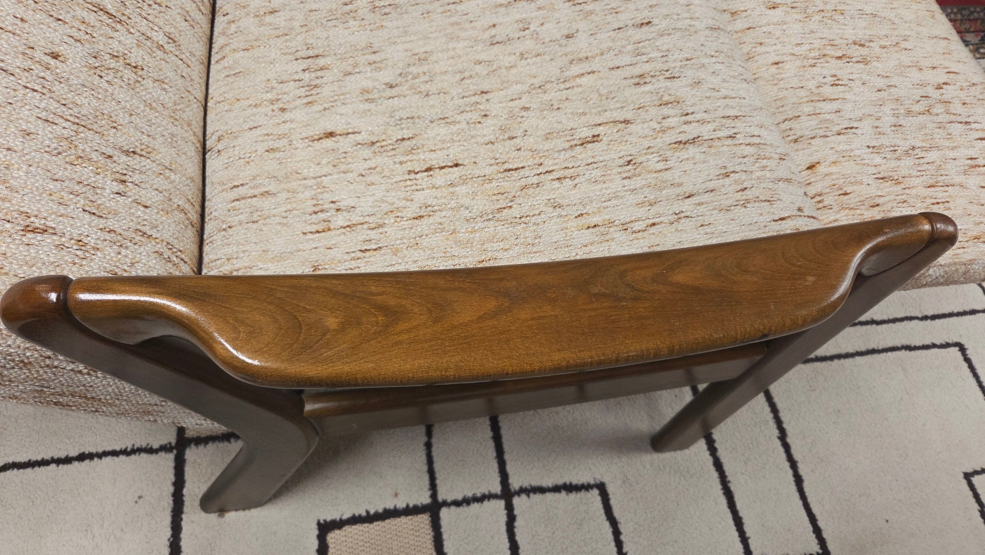 Vintage Scandinavian reclining armchair in curved wood – 1960s/70s