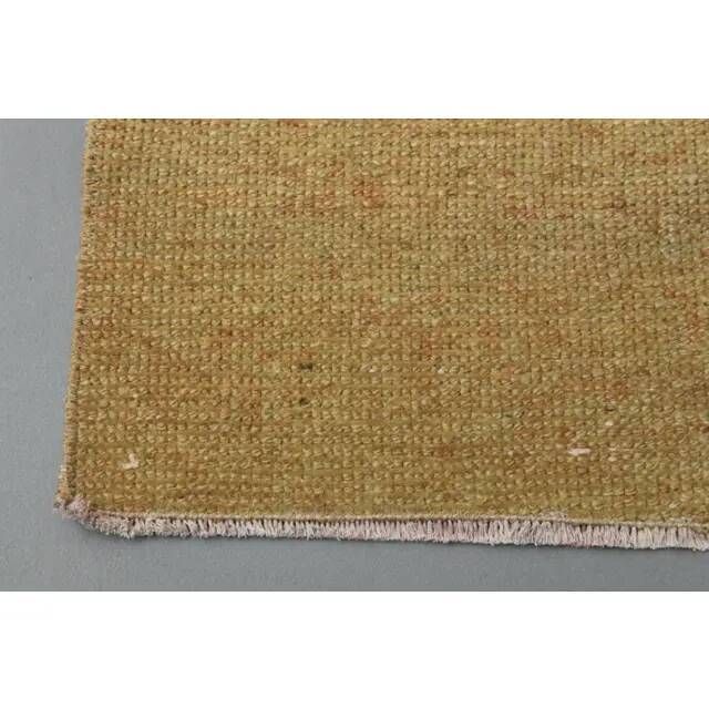 Vintage Turkish Hand-Knotted Wool Cotton Brass Runner Rug 95x432