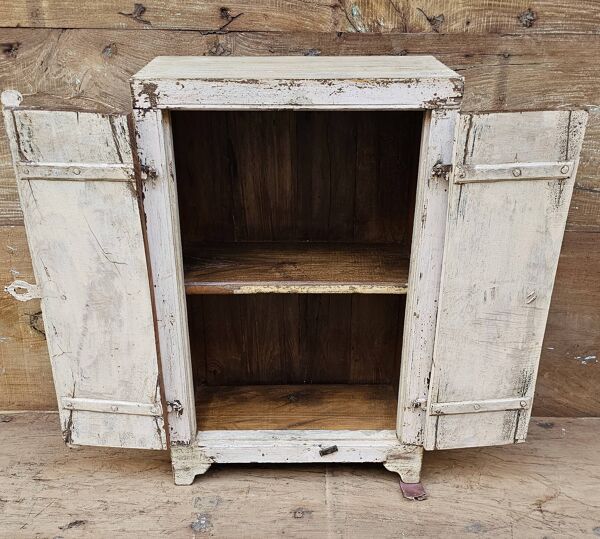 Ancien chevet - cabinet tribal en teck birman