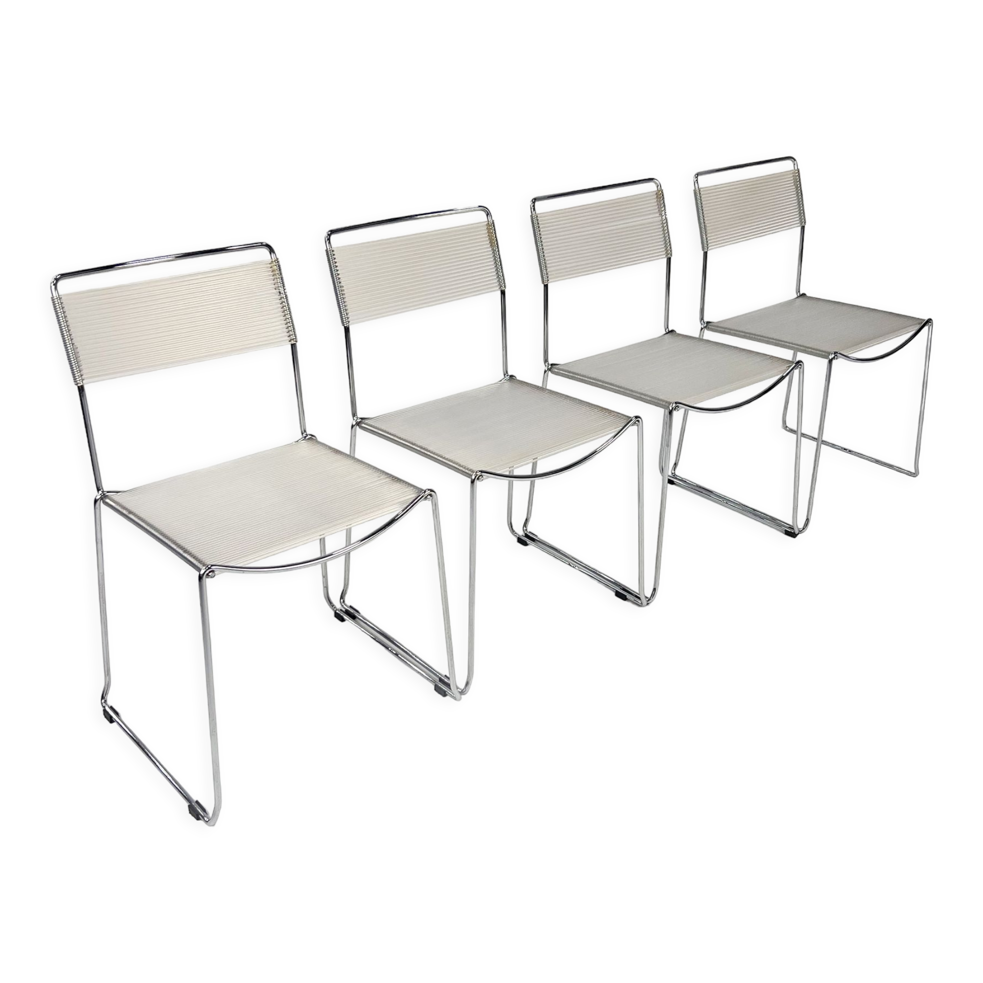 Set of 4 italian spaghetti dining chairs, 1970s