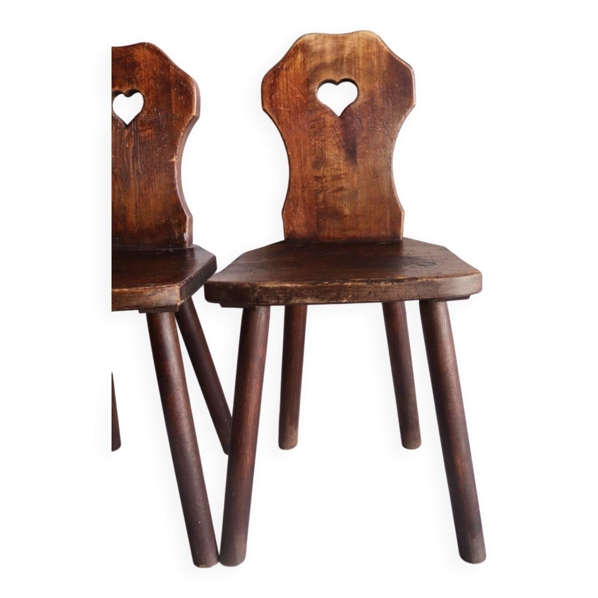 Pair of antique Alsatian wooden chairs