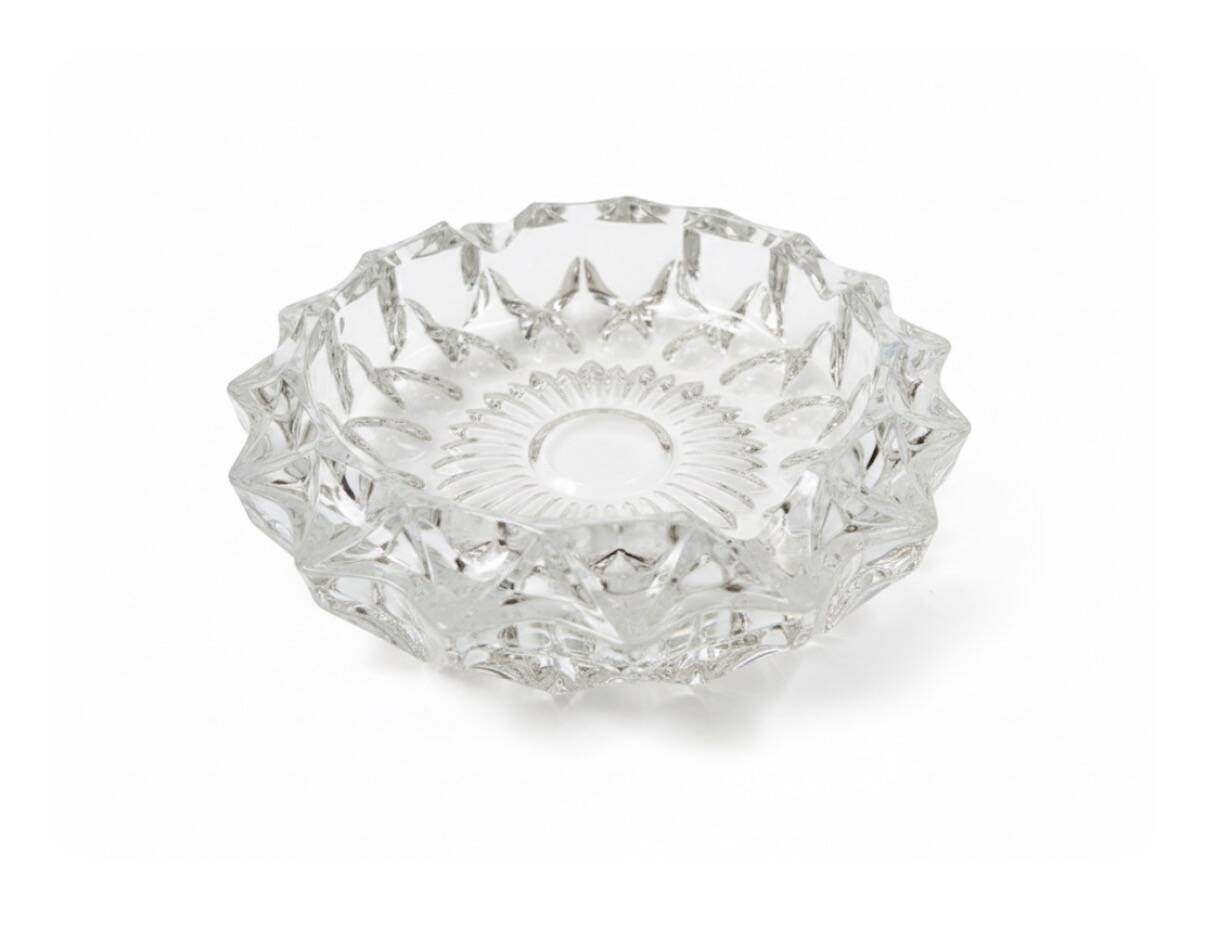 Large catch-all / Sun-shaped ashtray in pressed glass