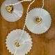 Three-light cascading pendant lamp with vintage white opaline lampshade