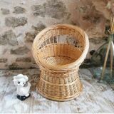 Fauteuil enfant en rotin, Vintage années 70