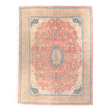 10x13 Tapis Persan Buda Ancien à Médaillon Floral Noué Main, 310x404Cm