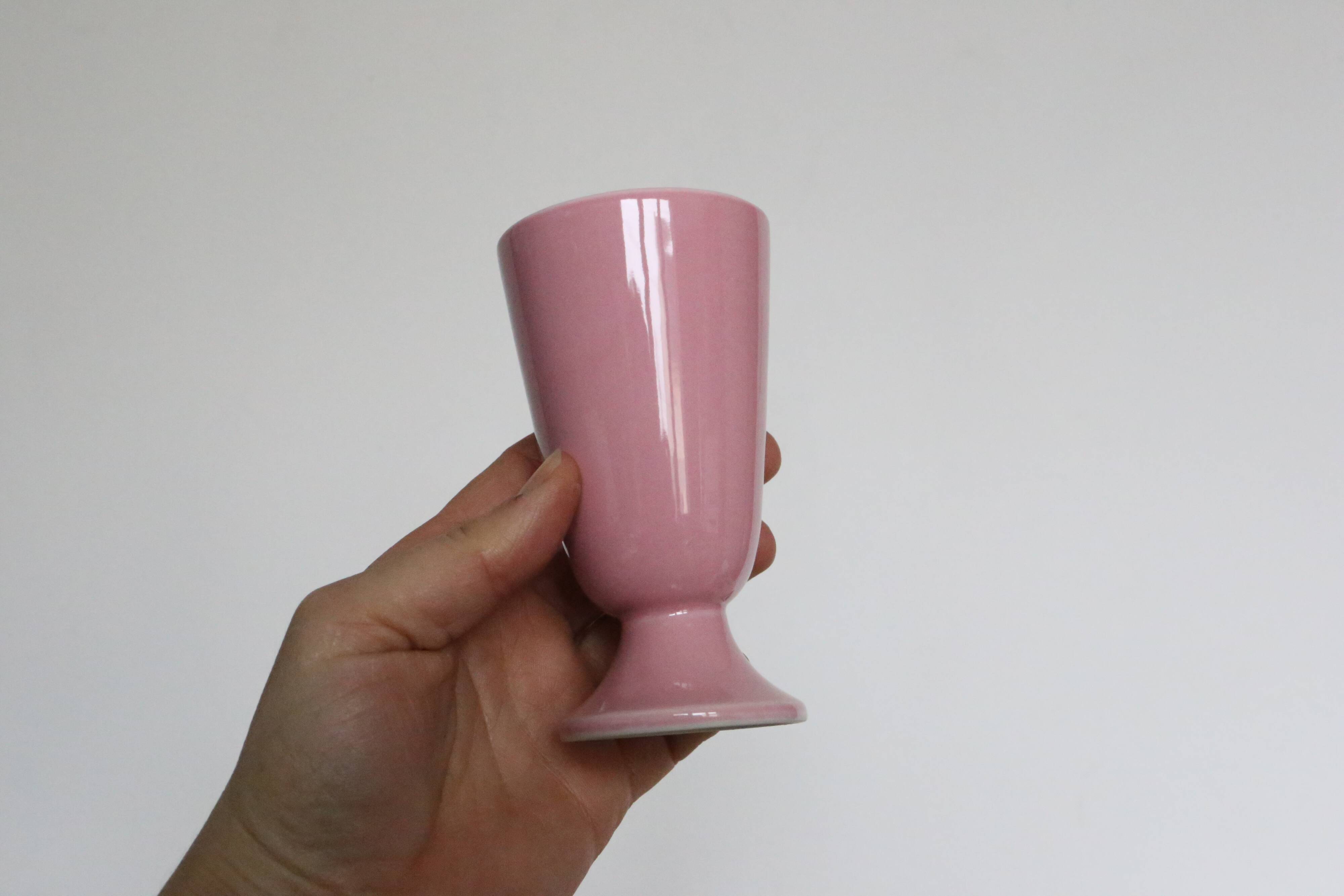 Set of 6 pink porcelain mazagrans, vintage
