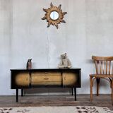 Enfilade look scandinave 1960 vintage bi couleur - vintage - pieds fuseaux