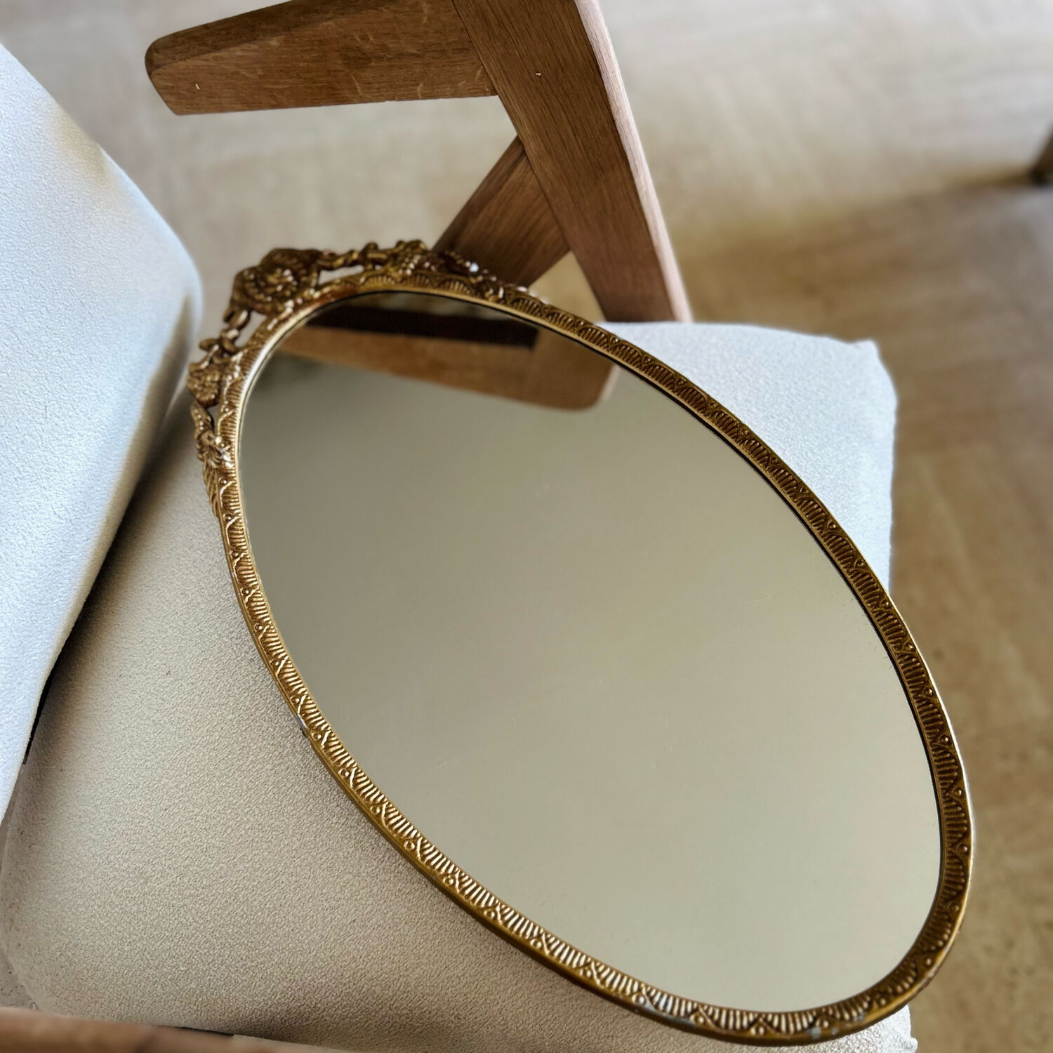 Golden cast iron mirror