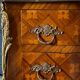 Pair of bedside tables Louis XV style marquetry with shamrocks and XXth bronze