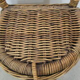 Basket woven wicker, trolley on wheels