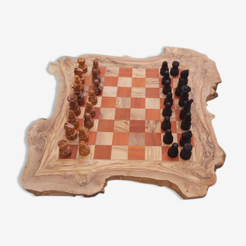 Rustic wooden chessboard