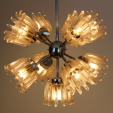 Chrome and Frosted Tulip glass candlestick by Doria